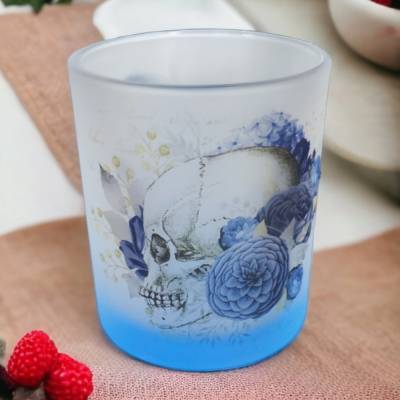 Teeglas mit Farbverlauf, satiniert, blau