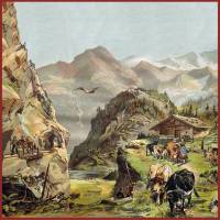 20 Lunchservietten In den Bergen, Alm mit Hütte und Kühe vor Bergkette, von Rannenberg und Friends Bild 2