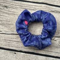 toller Zopfgummi Haargummi Scrunchie passend zu Ranzen - Blau Blumen - Bild 1