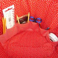 Großer Projektbeutel XXL mit Bären und Tipis in rot | Projekttasche zum Binden | großer Handarbeitsbeutel für unterwegs Bild 8
