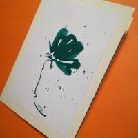 Kunstkarte „Grüne Blume“ Originalbild, Tinte Bild 4
