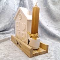 Deko-Häuschen HOME aus Keraflott, Lichthaus, Mitbringsel, Häuschen mit Kerze, Geschenkidee Bild 4