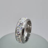 Edelstahl Ring Kristalle Weiß Crystal Silver Ring - mit Swarovski Kristallen - (SCR44) Bild 4
