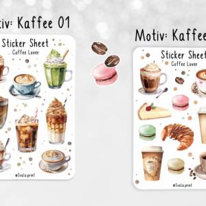 Sticker Kaffee | Café | Aufkleber Bulletjournal | Journal Sticker | Watercolor Bild 2