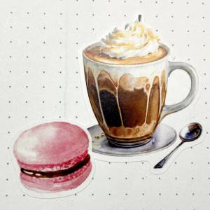Sticker Kaffee | Café | Aufkleber Bulletjournal | Journal Sticker | Watercolor Bild 5