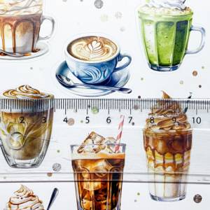 Sticker Kaffee | Café | Aufkleber Bulletjournal | Journal Sticker | Watercolor Bild 7