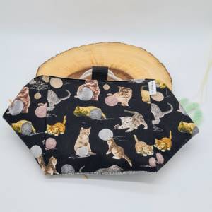 Projekttasche mit Katzenmotiven | Projektbeutel | Japanische Reistasche | Strickprojekttasche Bild 6