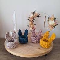 Eierkörbchen/Eierbecher gehäkelt aus recycleter Baumwollkordel in vielen bunten Farben Bild 3