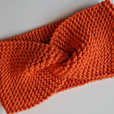 Twist-Stirnband, gestrickt, orange
