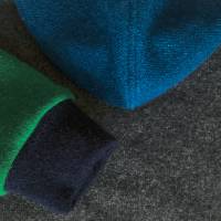 Kapuzenpullover aus 100% recyceltem Kaschmir 122/128 grau grün blau Upcycling Kaschmirpullover für Kinder Bild 3