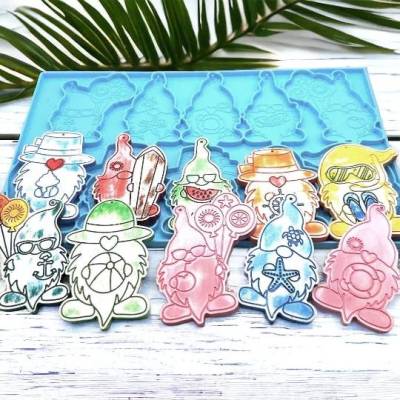 10er Set Sommer Wichtel Silikonform Anhänger Gießformen, Dekoanhänger, Epoxidharz, Raysin, Beton, Gips, Resin Maritim