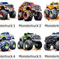 Bügelbilder Bügelmotiv Monstertruck Auto Fahrzeug Truck Junge Mädchen Höhe 10cm Bild 2