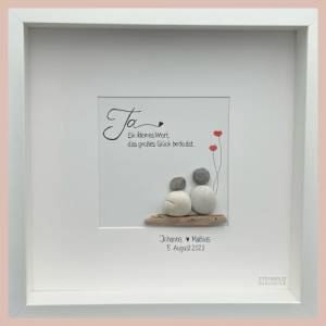 Steinbild handgeschrieben - Ja, ein kleines Wort, dass großes Glück bedeutet - personalisiert - Hochzeit - Liebe - Bild 1