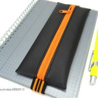 Federmäppchen schwarz neon-orange, Kunstleder A5 Kalender Notizbuch Planer, Büro-Ordner A4, handmade by BuntMixxDESIGN Bild 4