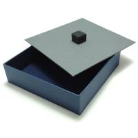 Schachtel - Box schlicht mit Deckel aus Leinen und Filzeinlage in grau-blau Bild 1