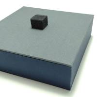 Schachtel - Box schlicht mit Deckel aus Leinen und Filzeinlage in grau-blau Bild 2