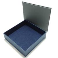 Schachtel - Box schlicht mit Deckel aus Leinen und Filzeinlage in grau-blau Bild 4