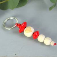 Schlüsselanhänger Taschenanhänger Holzperlen natur rot #8 Bild 2