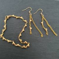 Schmuckset Planet/ Goldfarbene Halsketten/ Stilmix Ketten/ Mehrfachkette mit Ohrringen & Armband/ Limitierte Auflage Bild 7