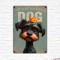 Hunde-Dekoschild LIFE IS BETTER WITH A DOG, wetterbeständiges Wandschild Bild 2