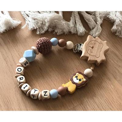 Schnullerkette Löwe – Dein süßer Begleiter mit tierischem Charme personalisiert mit Namen