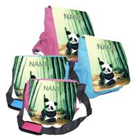Kindergarten Rucksack oder Tasche Motiv Panda mit Name / Personalisierbar / Blau / Rosa Bild 1