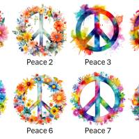 Bügelbilder Bügelmotiv Peace Friedenszeichen No War Blumen bunt Junge Mädchen Höhe 10cm Bild 1