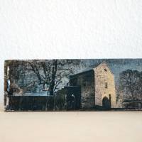 Ratingen Haus zum Haus Holzbild Weinkistenbrett Upcycling, 9x23 cm handmade Bild 1