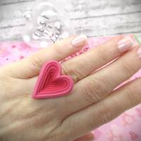 Herz-Ring, Liebesring, rosa Herz Ring, Valentinstag Geschenk, Geschenk für Frau, Geschenk für Freundin, großes Herz-Ring Bild 1