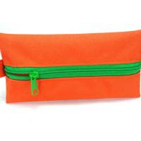 Täschchen wetbag ORANGE Outdoorstoff Zipper grün TaTüTa Inhalator Kosmetik, Schlüsselanhänger, nachhaltig Bild 1
