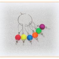 6 Maschenmarkierer Neonballs, Strickmarker bunt Bild 2