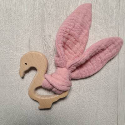 Baby Greifling Flamingo Musselin&Holz
