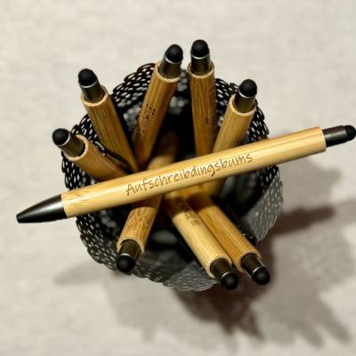Aufschreibdingsbums - Kuli mit Spruch, lustiger Kugelschreiber mit Gravur, Bambus - originelle Geschenkidee