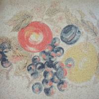 Keramik-Auflaufform mit ländlichem Obstdekor.  26 x 32 x 6 cm Bild 2