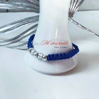 Makrameearmband Surferarmband blau silber handgefertigt Bild 3
