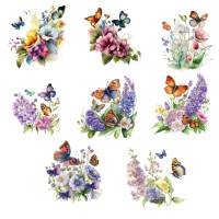 Bügelbilder Bügelmotiv Schmetterling Blumen Frühling Sommer Mädchen Höhe 10cm Bild 1