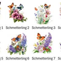 Bügelbilder Bügelmotiv Schmetterling Blumen Frühling Sommer Mädchen Höhe 10cm Bild 2
