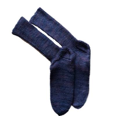 blaue Wollsocken, handgestrickt mit Farbverlauf, 40/41 unisex, Yogasocken,