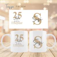 Personalisierte Kaffeetasse - Tasse Silberhochzeit mit Name - Becher 25 Jahre verheiratet - Ehepaar - Hochzeit-  Partner Bild 1