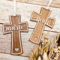 Kreuz zur Taufe | Holzkreuz zur Konfirmation | Kommunionskreuz als Geschenk | Kinderkreuz mit Namen | Patenkind Bild 1