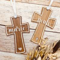 Kreuz zur Taufe | Holzkreuz zur Konfirmation | Kommunionskreuz als Geschenk | Kinderkreuz mit Namen | Patenkind Bild 2