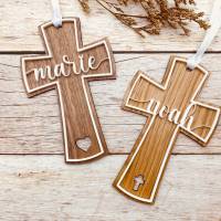 Kreuz zur Taufe | Holzkreuz zur Konfirmation | Kommunionskreuz als Geschenk | Kinderkreuz mit Namen | Patenkind Bild 3