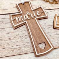 Kreuz zur Taufe | Holzkreuz zur Konfirmation | Kommunionskreuz als Geschenk | Kinderkreuz mit Namen | Patenkind Bild 4