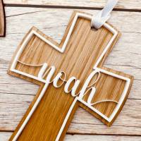 Kreuz zur Taufe | Holzkreuz zur Konfirmation | Kommunionskreuz als Geschenk | Kinderkreuz mit Namen | Patenkind Bild 7