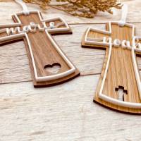 Kreuz zur Taufe | Holzkreuz zur Konfirmation | Kommunionskreuz als Geschenk | Kinderkreuz mit Namen | Patenkind Bild 8