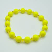 Armband Perlen Gelb Neongelb mit Swarovski Crystal Pearls (A73) Bild 2