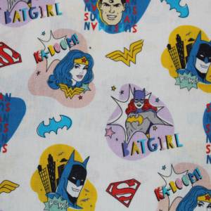14,50 EUR/m Baumwollstoff Super Doodles Superman Batgirl auf weiß Lizenzstoff Webware 100% Baumwolle Bild 2