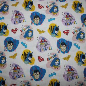 14,50 EUR/m Baumwollstoff Super Doodles Superman Batgirl auf weiß Lizenzstoff Webware 100% Baumwolle Bild 3