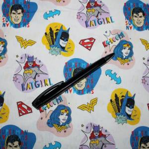 14,50 EUR/m Baumwollstoff Super Doodles Superman Batgirl auf weiß Lizenzstoff Webware 100% Baumwolle Bild 5