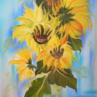 Sonnenblumen - Originalgemälde in Öl auf Leinwand Keilrahmen, 50 x 70 cm Bild 1